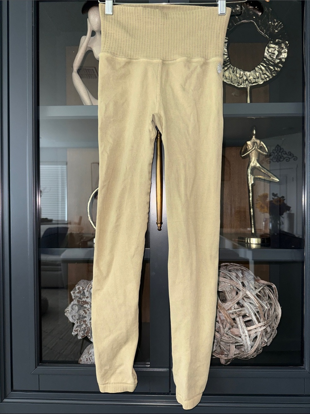 FP Movement by Free People High-Waist Ribbed Yoga Leggings - Light Beige